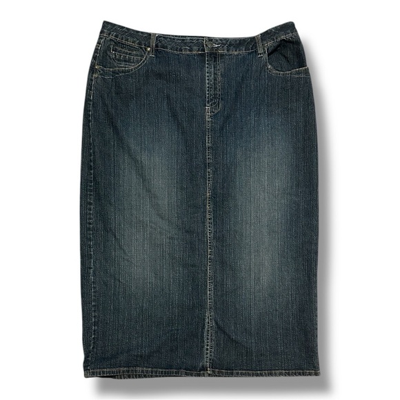 Y2K No Boundaries Stretch Denim Maxi Jean Skirt Front Slit Juniors Plus Size 21 - Picture 1 of 16